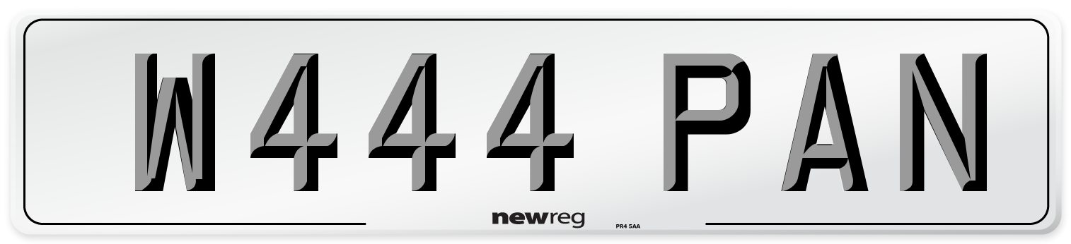W444 PAN Number Plate from New Reg